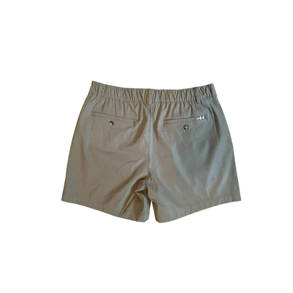 Wowie Shorts Mens L Pockets Elastic Stretch Waist Colorful Details Beige Brown